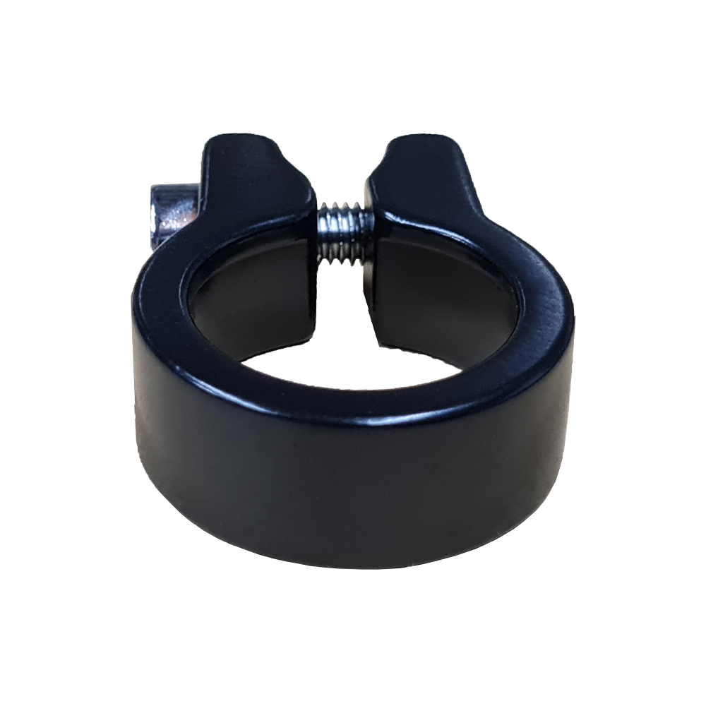 Collar para Caño de Asiento de Aluminio con Tornillo - 25.4 mm - Negro