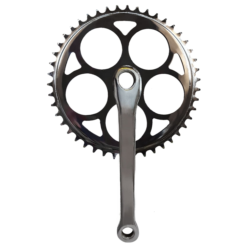 Plato y Palanca Simple 46 Dientes - 170 mm para Eje con Chaveta  - Cromado - Paso Fino