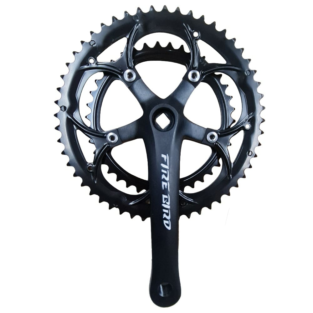 Plato y Palanca Doble 53/39 Dientes - 175 mm - Aluminio Negro - FIRE BIRD